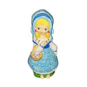 VINTAGE Just Bernard Prairie Blonde Girl Cat Coin Bank Siber Hegner kitsch Japan